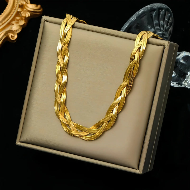 Conjunto 2 peças: Colar e Pulseira Tricolor em Aço Inoxidável
